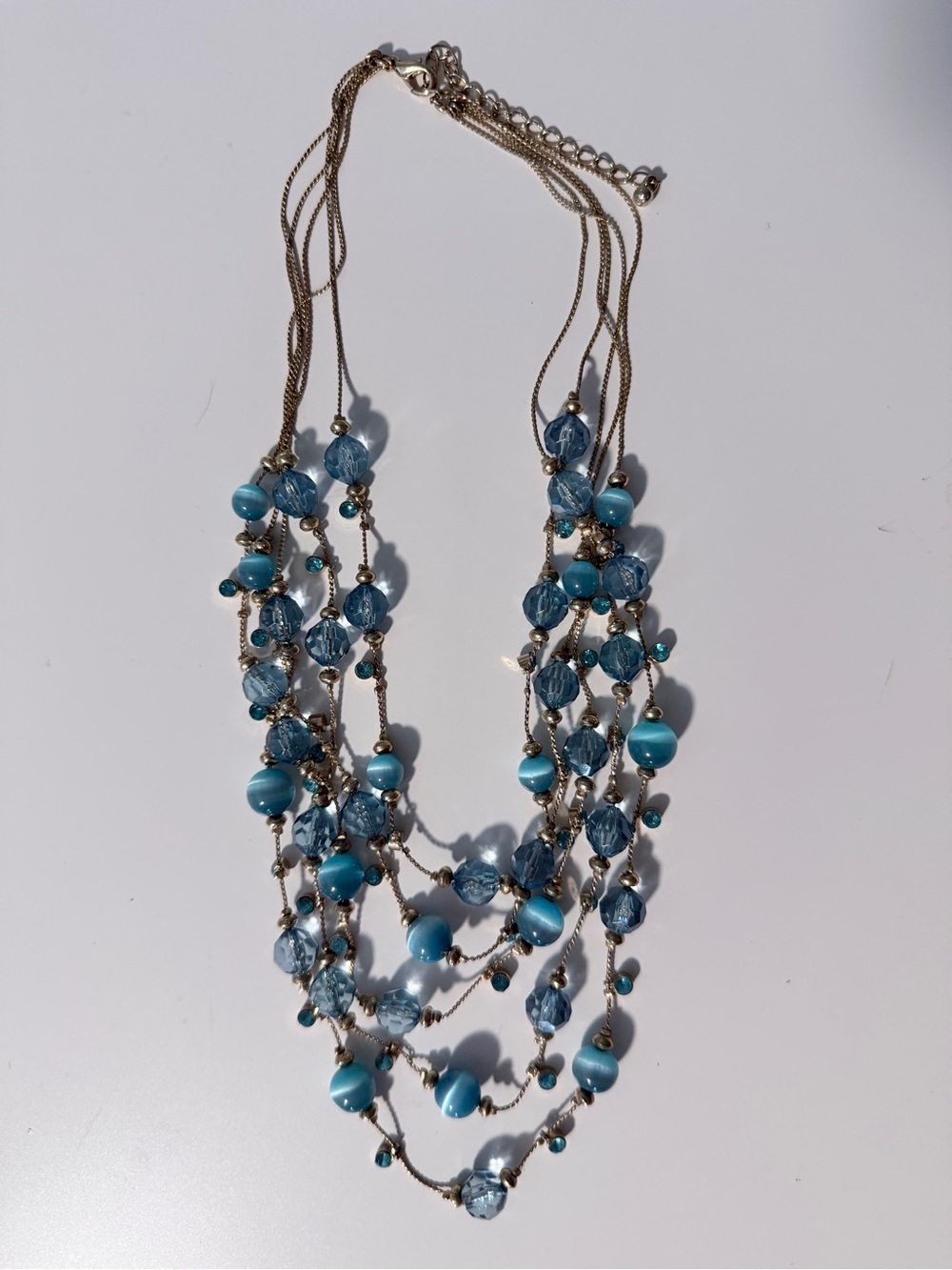 Multi-Strand Blue Beaded Women's Necklace
